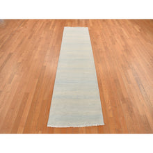 Load image into Gallery viewer, 2&#39;6&quot;x9&#39;10&quot; Marian Blue, Grass Design Gabbeh, Wool And Silk, Hand Knotted, Runner Oriental Rug FWR468564