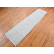 Load image into Gallery viewer, 2&#39;6&quot;x9&#39;10&quot; Marian Blue, Grass Design Gabbeh, Wool and Silk, Hand Knotted, Runner Oriental Rug FWR468564
