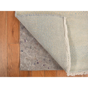2'6"x9'10" Marian Blue, Grass Design Gabbeh, Wool and Silk, Hand Knotted, Runner Oriental Rug FWR468564