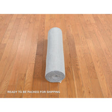 Load image into Gallery viewer, 2&#39;6&quot;x9&#39;10&quot; Marian Blue, Grass Design Gabbeh, Wool And Silk, Hand Knotted, Runner Oriental Rug FWR468564