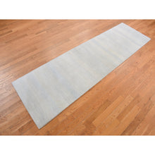 Load image into Gallery viewer, 2&#39;8&quot;x9&#39;5&quot; Marian Blue, Hand Knotted, Grass Design Gabbeh, Wool And Silk, Runner Oriental Rug FWR468570