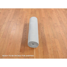 Load image into Gallery viewer, 2&#39;8&quot;x9&#39;5&quot; Marian Blue, Hand Knotted, Grass Design Gabbeh, Wool And Silk, Runner Oriental Rug FWR468570