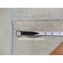 Load image into Gallery viewer, 2&#39;8&quot;x9&#39;5&quot; Marian Blue, Hand Knotted, Grass Design Gabbeh, Wool And Silk, Runner Oriental Rug FWR468570