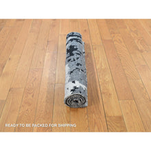 Load image into Gallery viewer, 2&#39;1&quot;x3&#39; Sonic Gray, Modern Abstract Design, Hand Knotted, Wool And Silk, Nepali Weave, Sample Oriental Rug FWR468600