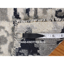 Load image into Gallery viewer, 2&#39;1&quot;x3&#39; Sonic Gray, Modern Abstract Design, Hand Knotted, Wool And Silk, Nepali Weave, Sample Oriental Rug FWR468600
