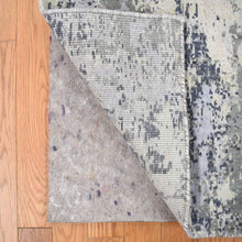 Load image into Gallery viewer, 2&#39;1&quot;x3&#39; Stone White, Abstract Design, Wool and Pure Silk, Denser Weave, Persian Knot, Hand Knotted, Mat Oriental Rug FWR468612