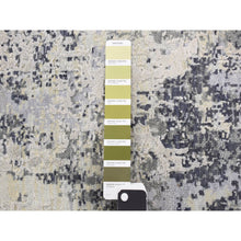 Load image into Gallery viewer, 2&#39;1&quot;x3&#39; Stone White, Abstract Design, Wool And Pure Silk, Denser Weave, Persian Knot, Hand Knotted, Mat Oriental Rug FWR468612