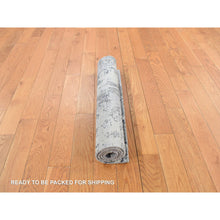 Load image into Gallery viewer, 2&#39;1&quot;x3&#39; Stone White, Abstract Design, Wool And Pure Silk, Denser Weave, Persian Knot, Hand Knotted, Mat Oriental Rug FWR468612