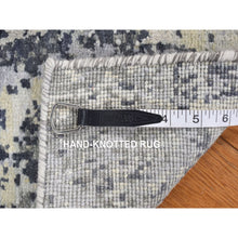Load image into Gallery viewer, 2&#39;1&quot;x3&#39; Stone White, Abstract Design, Wool and Pure Silk, Denser Weave, Persian Knot, Hand Knotted, Mat Oriental Rug FWR468612