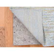 Load image into Gallery viewer, 2&#39;x3&#39; Marian Blue, Textured Wool and Silk, Modern Line Design, Tone on Tone, Strike Off, Hand Knotted, Sample Mat Oriental Rug FWR468636