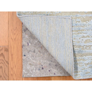 2'x3' Marian Blue, Textured Wool and Silk, Modern Line Design, Tone on Tone, Strike Off, Hand Knotted, Sample Mat Oriental Rug FWR468636