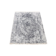 Load image into Gallery viewer, 2&#39;1&quot;x3&#39;1&quot; Ice Cube Gray, Broken Persian Design, Hand Knotted, Wool and Silk, Mat Oriental Rug FWR468642
