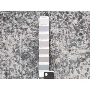 2'1"x3'1" Ice Cube Gray, Broken Persian Design, Hand Knotted, Wool and Silk, Mat Oriental Rug FWR468642