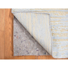 Load image into Gallery viewer, 2&#39;x3&#39; Marian Blue, Modern Line Design, Tone on Tone, Strike Off, Hand Knotted, Textured Wool and Silk, Sample Mat Oriental Rug FWR468648