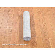 Load image into Gallery viewer, 2&#39;x3&#39; Marian Blue, Modern Line Design, Tone on Tone, Strike Off, Hand Knotted, Textured Wool and Silk, Sample Mat Oriental Rug FWR468648