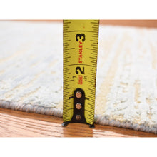 Load image into Gallery viewer, 2&#39;x3&#39; Marian Blue, Modern Line Design, Tone on Tone, Strike Off, Hand Knotted, Textured Wool and Silk, Sample Mat Oriental Rug FWR468648