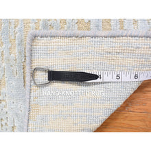 Load image into Gallery viewer, 2&#39;x3&#39; Marian Blue, Modern Line Design, Tone on Tone, Strike Off, Hand Knotted, Textured Wool and Silk, Sample Mat Oriental Rug FWR468648