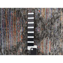 Load image into Gallery viewer, 5&#39;9&quot;x7&#39;10&quot; Eerie Black, Erased, Handspun Wool And Silk, Gabbeh Obscured Design, Thick And Plush, Handmade, Oriental Rug FWR468672