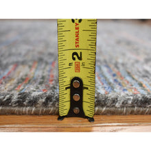 Load image into Gallery viewer, 5&#39;9&quot;x7&#39;10&quot; Eerie Black, Erased, Handspun Wool And Silk, Gabbeh Obscured Design, Thick And Plush, Handmade, Oriental Rug FWR468672