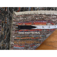 Load image into Gallery viewer, 5&#39;9&quot;x7&#39;10&quot; Eerie Black, Erased, Handspun Wool And Silk, Gabbeh Obscured Design, Thick And Plush, Handmade, Oriental Rug FWR468672