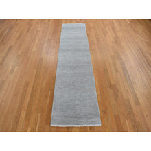 Load image into Gallery viewer, 2&#39;6&quot;x9&#39;10&quot; Cloud Gray, Grass Design, Wool and Silk, Hand Knotted, Runner Oriental Rug FWR468684