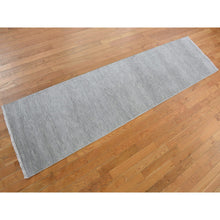 Load image into Gallery viewer, 2&#39;6&quot;x9&#39;10&quot; Cloud Gray, Grass Design, Wool and Silk, Hand Knotted, Runner Oriental Rug FWR468684