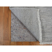 Load image into Gallery viewer, 2&#39;6&quot;x9&#39;10&quot; Cloud Gray, Grass Design, Wool and Silk, Hand Knotted, Runner Oriental Rug FWR468684