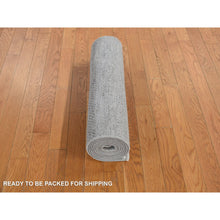 Load image into Gallery viewer, 2&#39;6&quot;x9&#39;10&quot; Cloud Gray, Grass Design, Wool and Silk, Hand Knotted, Runner Oriental Rug FWR468684