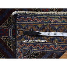 Load image into Gallery viewer, 3&#39;7&quot;x6&#39;5&quot; Dark Chocolate Brown, Vintage Persian Baluch, Serrated Repetitive Geometrical Medallion Design, Excellent Condition, Pure Wool, Hand Knotted, Oriental Rug FWR524352