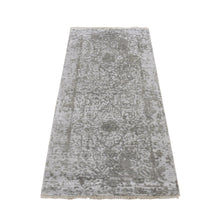 Load image into Gallery viewer, 2&#39;7&quot;x6&#39; Moorland Gray, Hand Knotted, Soft to Touch, Broken Wool and Silk, Persian Design, Denser Weave, Short Runner, Oriental Rug FWR468702