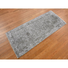 Load image into Gallery viewer, 2&#39;7&quot;x6&#39; Moorland Gray, Hand Knotted, Soft to Touch, Broken Wool and Silk, Persian Design, Denser Weave, Short Runner, Oriental Rug FWR468702