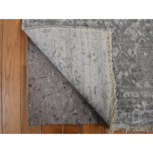 2'7"x6' Moorland Gray, Hand Knotted, Soft to Touch, Broken Wool and Silk, Persian Design, Denser Weave, Short Runner, Oriental Rug FWR468702