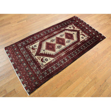 Load image into Gallery viewer, 3&#39;7&quot;x7&#39;1&quot; Barn Red, Old Persian Baluch, Geometric And Well Made Featuring A Bird Design, 100% Wool, Hand Knotted, Full Pile And Clean, Oriental Rug FWR468708