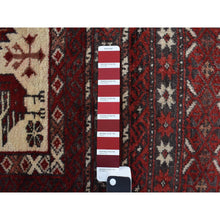 Load image into Gallery viewer, 3&#39;7&quot;x7&#39;1&quot; Barn Red, Old Persian Baluch, Geometric And Well Made Featuring A Bird Design, 100% Wool, Hand Knotted, Full Pile And Clean, Oriental Rug FWR468708