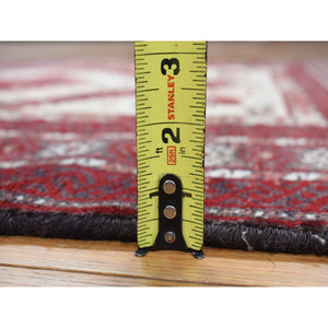 3'7"x7'1" Barn Red, Old Persian Baluch, Geometric And Well Made Featuring A Bird Design, 100% Wool, Hand Knotted, Full Pile And Clean, Oriental Rug FWR468708