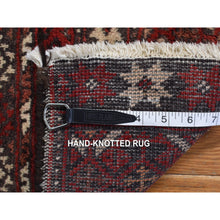 Load image into Gallery viewer, 3&#39;7&quot;x7&#39;1&quot; Barn Red, Old Persian Baluch, Geometric And Well Made Featuring A Bird Design, 100% Wool, Hand Knotted, Full Pile And Clean, Oriental Rug FWR468708