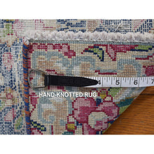 Load image into Gallery viewer, 1&#39;7&quot;x2&#39;2&quot; Berry Blue, Vintage Persian Kerman With All Over Leaf Design, Worn Down, Distressed, Hand Knotted, Pure Wool, Mat, Oriental Rug FWR468720