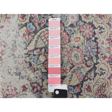 Load image into Gallery viewer, 1&#39;6&quot;x1&#39;6&quot; Midnight Blue, Vintage Persian Kerman With All Over Leaf Design And Bird Figurines, Abrash, Worn And Distressed, Hand Knotted, Pure Wool, Square, Oriental Rug FWR468726