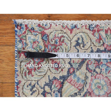 Load image into Gallery viewer, 1&#39;6&quot;x1&#39;6&quot; Midnight Blue, Vintage Persian Kerman with All Over Leaf Design and Bird Figurines, Abrash, Worn and Distressed, Hand Knotted, Pure Wool, Square, Oriental Rug FWR468726