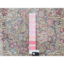 Load image into Gallery viewer, 1&#39;9&quot;x1&#39;9&quot; Indigo Blue, Vintage Persian Kerman With Flowers And Birds Design, Worn Down, Distressed, Pure Wool, Hand Knotted, Square, Oriental Rug FWR468744
