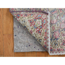 Load image into Gallery viewer, 1&#39;7&quot;x2&#39;2&quot; Indigo Blue, Vintage Persian Kerman with Birds and Flowers Design, Worn Down, Distressed, Hand Knotted, Pure Wool, Mat, Oriental Rug FWR468756