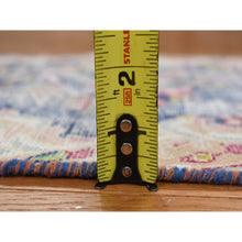 Load image into Gallery viewer, 1&#39;7&quot;x2&#39;2&quot; Indigo Blue, Vintage Persian Kerman With Birds And Flowers Design, Worn Down, Distressed, Hand Knotted, Pure Wool, Mat, Oriental Rug FWR468756