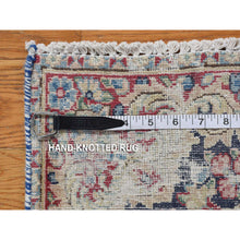 Load image into Gallery viewer, 1&#39;7&quot;x2&#39;2&quot; Indigo Blue, Vintage Persian Kerman With Birds And Flowers Design, Worn Down, Distressed, Hand Knotted, Pure Wool, Mat, Oriental Rug FWR468756
