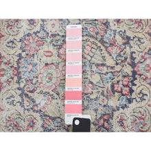 Load image into Gallery viewer, 1&#39;9&quot;x1&#39;9&quot; Spruce Blue, Vintage Persian Kerman With Birds And Flower Design, Worn Down, Distressed, Hand Knotted, Pure Wool, Square, Oriental Rug FWR468762