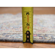 Load image into Gallery viewer, 1&#39;9&quot;x3&#39;7&quot; Stone Blue, Vintage Persian Kerman With Flowers And Birds Design, Hand Knotted, Pure Wool, Worn Down, Distressed, Oriental Rug FWR468810