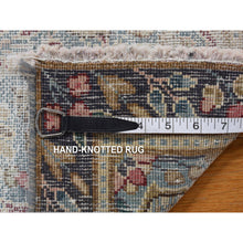 Load image into Gallery viewer, 1&#39;9&quot;x3&#39;7&quot; Stone Blue, Vintage Persian Kerman With Flowers And Birds Design, Hand Knotted, Pure Wool, Worn Down, Distressed, Oriental Rug FWR468810