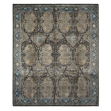 Load image into Gallery viewer, 8&#39;3&quot;x9&#39;9&quot; Tan Color, All Over Persian Influence Medallions Designs, Silk with Textured Wool, Hand Knotted, Oriental Rug FWR468840