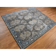 Load image into Gallery viewer, 8&#39;3&quot;x9&#39;9&quot; Tan Color, All Over Persian Influence Medallions Designs, Silk with Textured Wool, Hand Knotted, Oriental Rug FWR468840