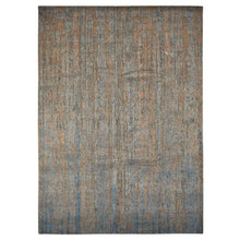 Load image into Gallery viewer, 8&#39;10&quot;x12&#39;2&quot; Sky Blue, Vertical Ombre Design, Silk with Textured Wool, Hand Knotted, Oriental Rug FWR468852