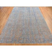 Load image into Gallery viewer, 8&#39;10&quot;x12&#39;2&quot; Sky Blue, Vertical Ombre Design, Silk with Textured Wool, Hand Knotted, Oriental Rug FWR468852